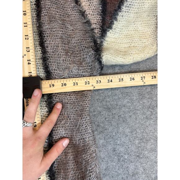 Vintage Mohair Wool Cardigan Womens XL Colorblock Geometric Open Front Oversized - Picture 8 of 8